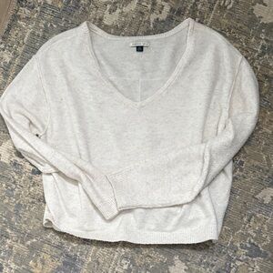 American Eagle Outfitters Cream V-Neck Sweater